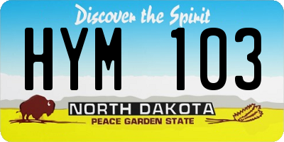 ND license plate HYM103