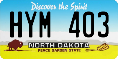 ND license plate HYM403