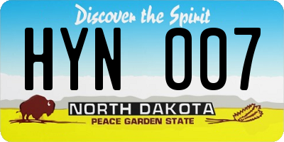 ND license plate HYN007