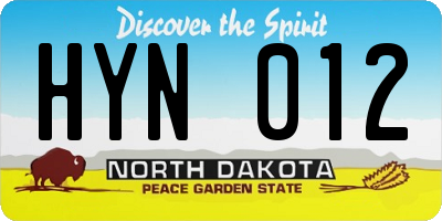 ND license plate HYN012