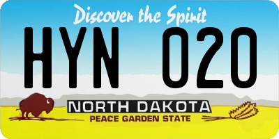 ND license plate HYN020