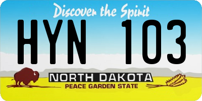 ND license plate HYN103