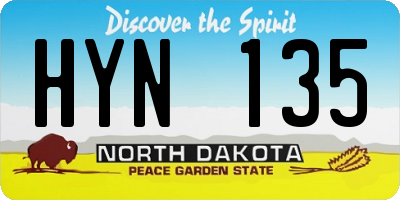 ND license plate HYN135