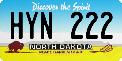 ND license plate HYN222