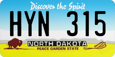 ND license plate HYN315