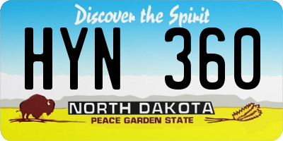 ND license plate HYN360