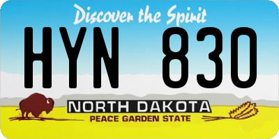 ND license plate HYN830