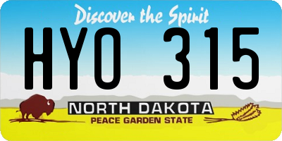 ND license plate HYO315
