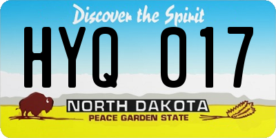 ND license plate HYQ017