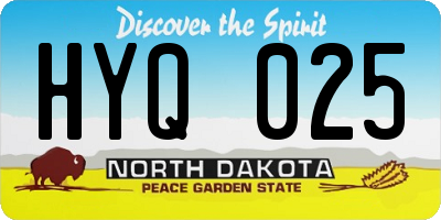 ND license plate HYQ025