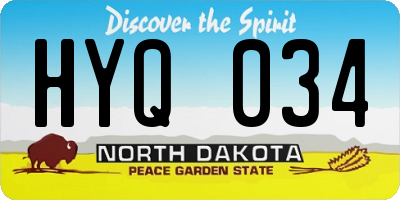 ND license plate HYQ034