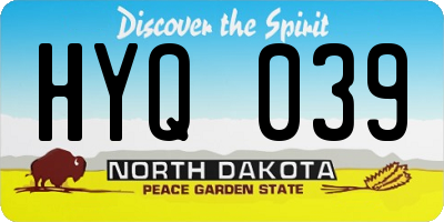 ND license plate HYQ039
