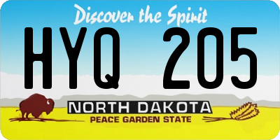ND license plate HYQ205