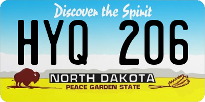 ND license plate HYQ206