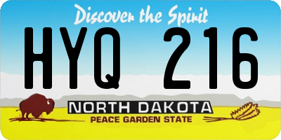 ND license plate HYQ216