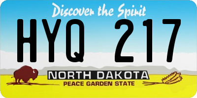 ND license plate HYQ217