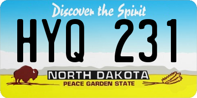 ND license plate HYQ231