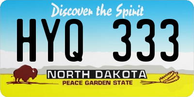 ND license plate HYQ333