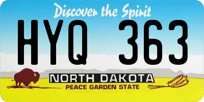 ND license plate HYQ363