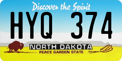 ND license plate HYQ374