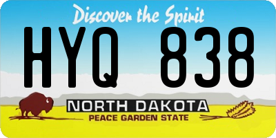 ND license plate HYQ838