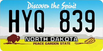 ND license plate HYQ839