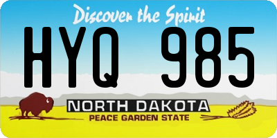 ND license plate HYQ985