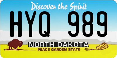 ND license plate HYQ989