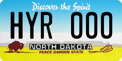 ND license plate HYR000