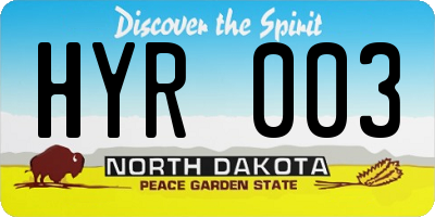 ND license plate HYR003