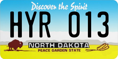 ND license plate HYR013
