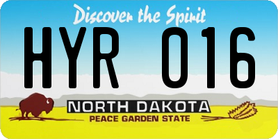 ND license plate HYR016