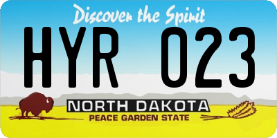 ND license plate HYR023