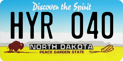 ND license plate HYR040