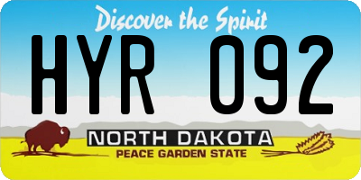 ND license plate HYR092