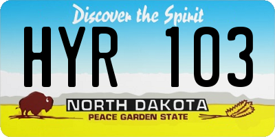 ND license plate HYR103