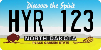 ND license plate HYR123