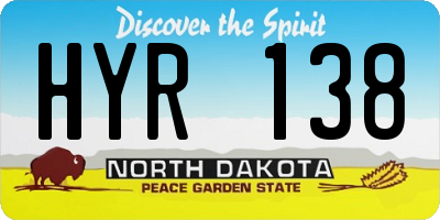 ND license plate HYR138