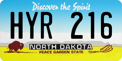 ND license plate HYR216