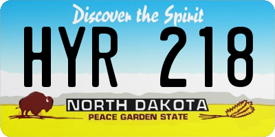 ND license plate HYR218