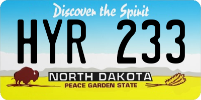 ND license plate HYR233