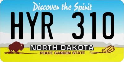 ND license plate HYR310