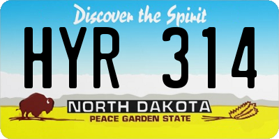 ND license plate HYR314