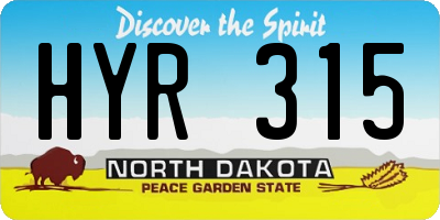 ND license plate HYR315