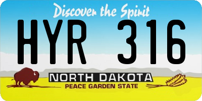 ND license plate HYR316