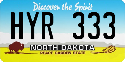 ND license plate HYR333