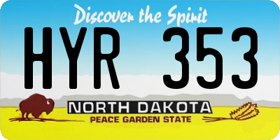 ND license plate HYR353