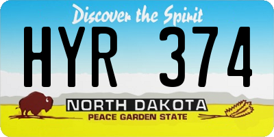 ND license plate HYR374
