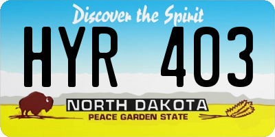 ND license plate HYR403