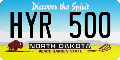 ND license plate HYR500